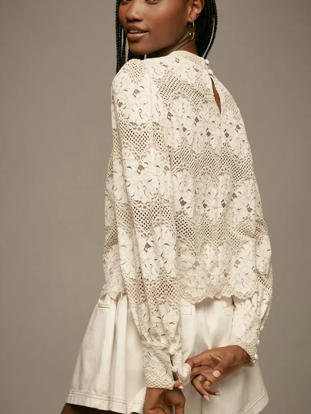 Anthropologie DOLAN Left Coast Mock-Neck Lace Blouse Size S